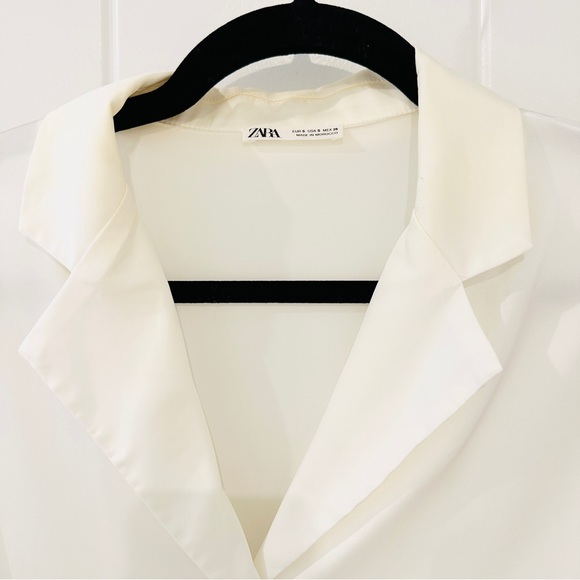 Zara "SATIN EFFECT" Matching Set Shirt and Pants in White (S/M) - Picture 4 of 9